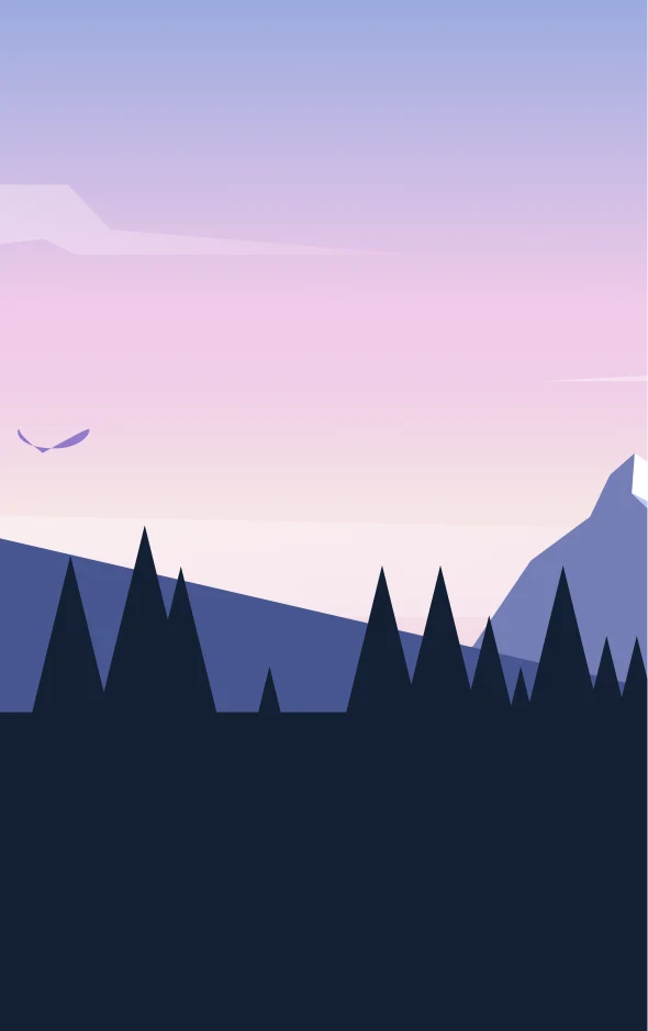 Image of a serene landscape with mountains and a sunset