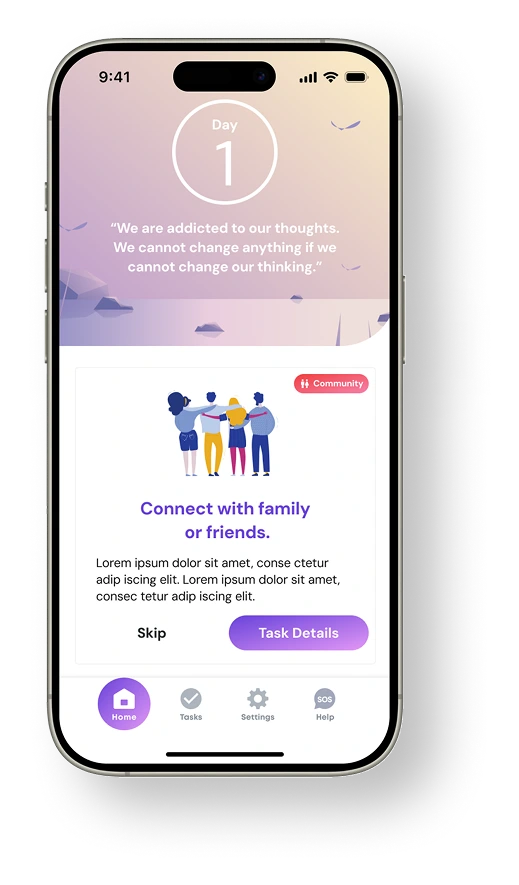 Iphone with a 60 day tracker in front of a sunset with mountains 